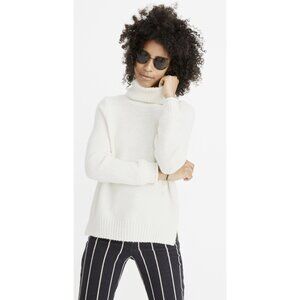 MADEWELL Varick Turtleneck Textured Knit Sweater Medium Antique Cream Comfy